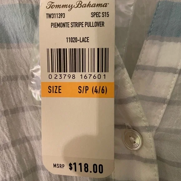 Tommy Bahama Piemonte Stripe Pullover Blouse, Size S/P - Picture 2 of 5